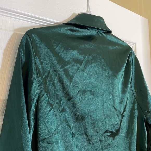 𝅺shein Crop Top Tie - Polyester Silky Green - M (6) - Picture 9 of 12